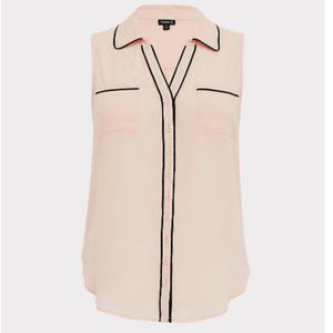 Torrid Madison Peach Pink Georgette Button Tank 1